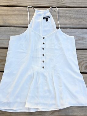 Express Flowy Ivory Tank Top With Buttons Size S